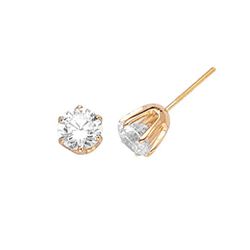 Solitaire Stud Earrings With  1.0 Carat Diamond In 14k Gold
