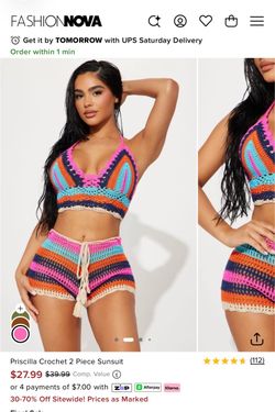 Fashion Nova Crochet 2 piece Set