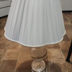 Vintage Crystal And Gold Lamp It's A Three-way Lamp And It Works Great It Has Design On The Crystal With A Brand New Shade And This Advantage And It's