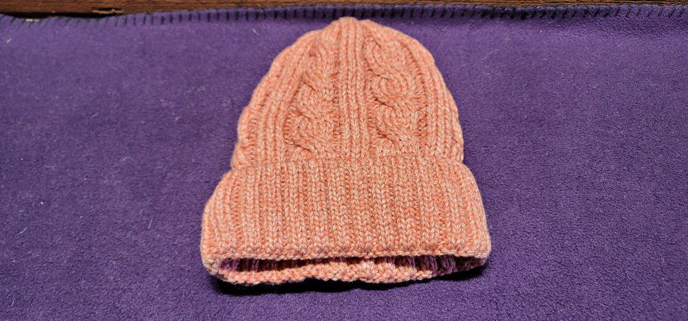 TIME AND TRU Marled Pink Beanie Faux Fur Lined Hat One Size