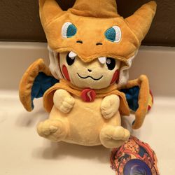 New Pikachu Wearing A Mega Charizard Y Costume Pokemon Plush