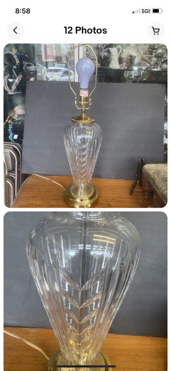Tall Waterford Crystal Glass Lamp