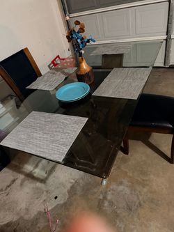 Glass Top Dining Table with Chairs