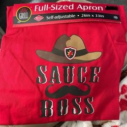 **NEW** 1892 Grill Full Sized Apron - "Sauce Boss" on Front - 26"x 33" - Cotton