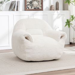 Bean Bag Chair, Comfy Bean Bag Sofa with Back Support, Faux Fur Bean Bag Chair for Adults and Kids, Stuffed Floor Sofa for Living Room, Bedroom, Apart