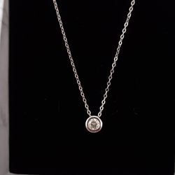 Moissanite Diamond Sterling Silver Solitaire Necklace 