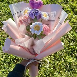 Crochet Carnations Daisies Rose Bouquet 