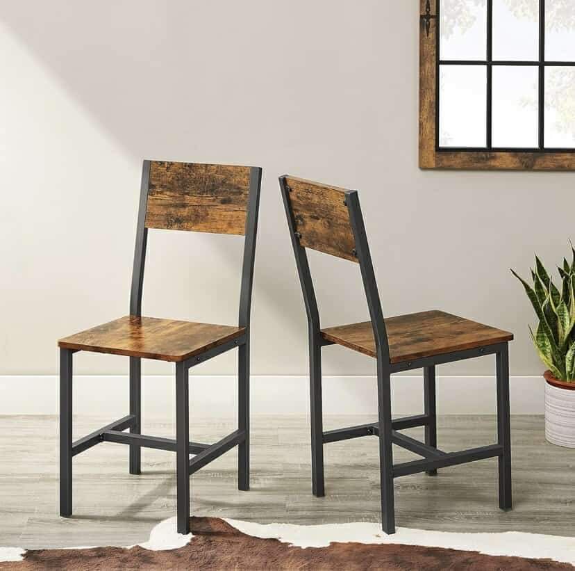 Dining Chair Set of 2, Accent Chair, Industrial, Steel Frame