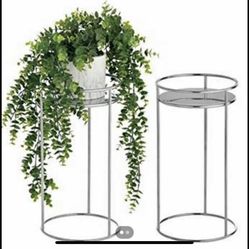 15 Inch Tall Satin Nickel Plant Stands 