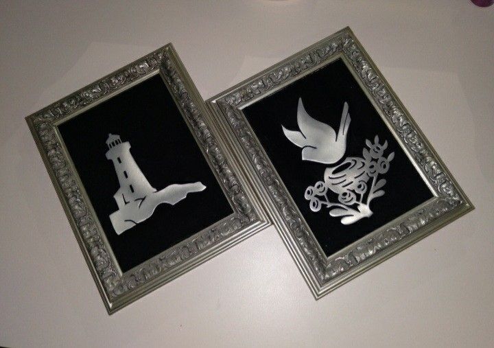 2 Vintage Framed Pewter Art Pieces