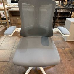 Ergonomic Comfort Home Desk Chair, Mid Back Gaming Chair with Wheels, Adjustable Height, Lumbar Support, Flip-up Armrest with 350LBS Capacity (Gray) 