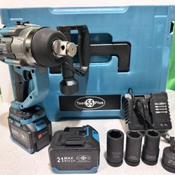 3000 Nm Impact Wrench – 21 V, 2 × 6.0 Ah Batteries, CR-Mo Sockets Set (New)