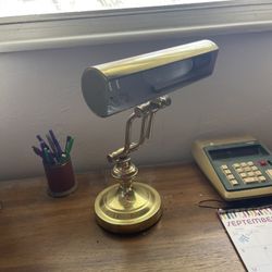 Antique Brass Bankers Desk Lamp 