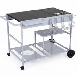 Outdoor Prep Cart BBQ Grill Table