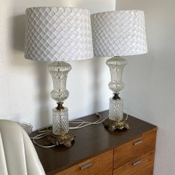 Set Of 1970’s Vintage Glass & Brass lamps 