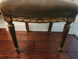 French Louis XVI Style Giltwood Dining Chairs - Set of 4, Carved Ribbon, Velvet