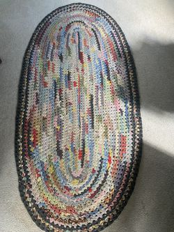 Antique Handmade Crocheted Rag Rug