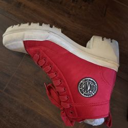 DKNY RED FABRIC BOOTS