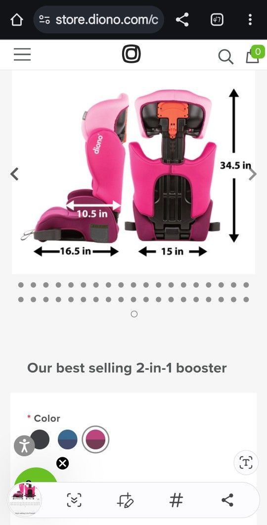 Diono Cambria 2 high back booster seat for car