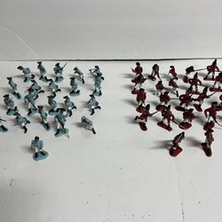 Lot Of 43 Hand Painted Plastic Toy Soldiers 