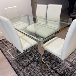 Modern Glass Dining Table Set w/ 6 Chairs – Like New