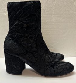 Marc Fisher Black Velvet Block Heel Ankle Booties, Size 7M