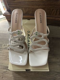 “New” J.Adams Isla White Rhinestone Heels Size 11