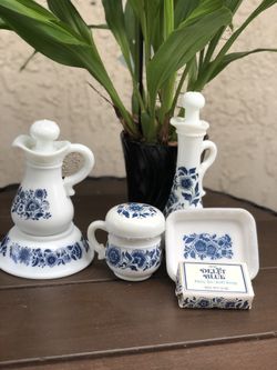 Vintage Avon Delf Blue vanity set
