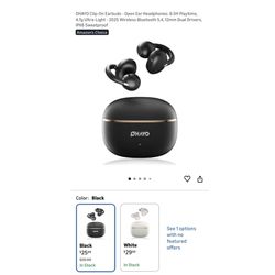 Brand new Clip-On Earbuds - Open Ear Headphones: 6.5H Playtime, 4.7g Ultra-Light - 2025 Wireless Bluetooth 5.4, 12mm Dual Drivers, IPX6 Sweatproof  Wh