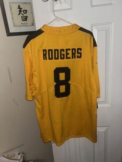 NFL Aaron Rodgers yellow jersey with black stripes, size XL