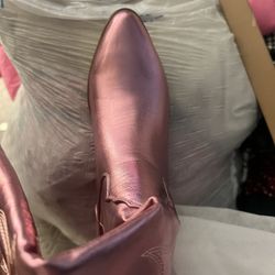 Pink Foil Cowboy Boots 