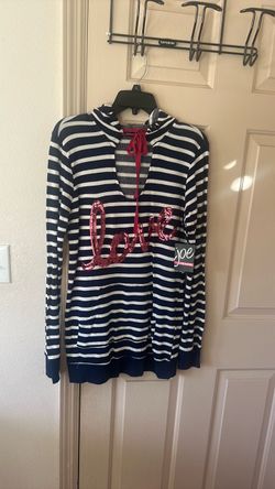 Joe Boxer Striped Hoodie Tunic with Sequin Logo