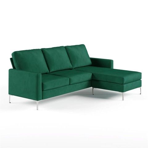 Sectional Sofa Chapman Velvet with Chrome Legs - Green - Novogratz