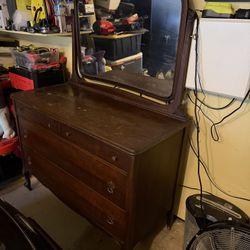 Antique Dresser With Mirror - $20