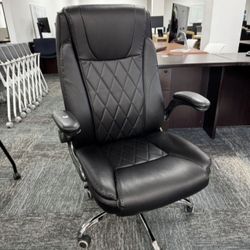 Leather Office Chair With Flip Up Armrests