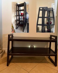 Solid Wood Ladder Shelving shelves with TV stand