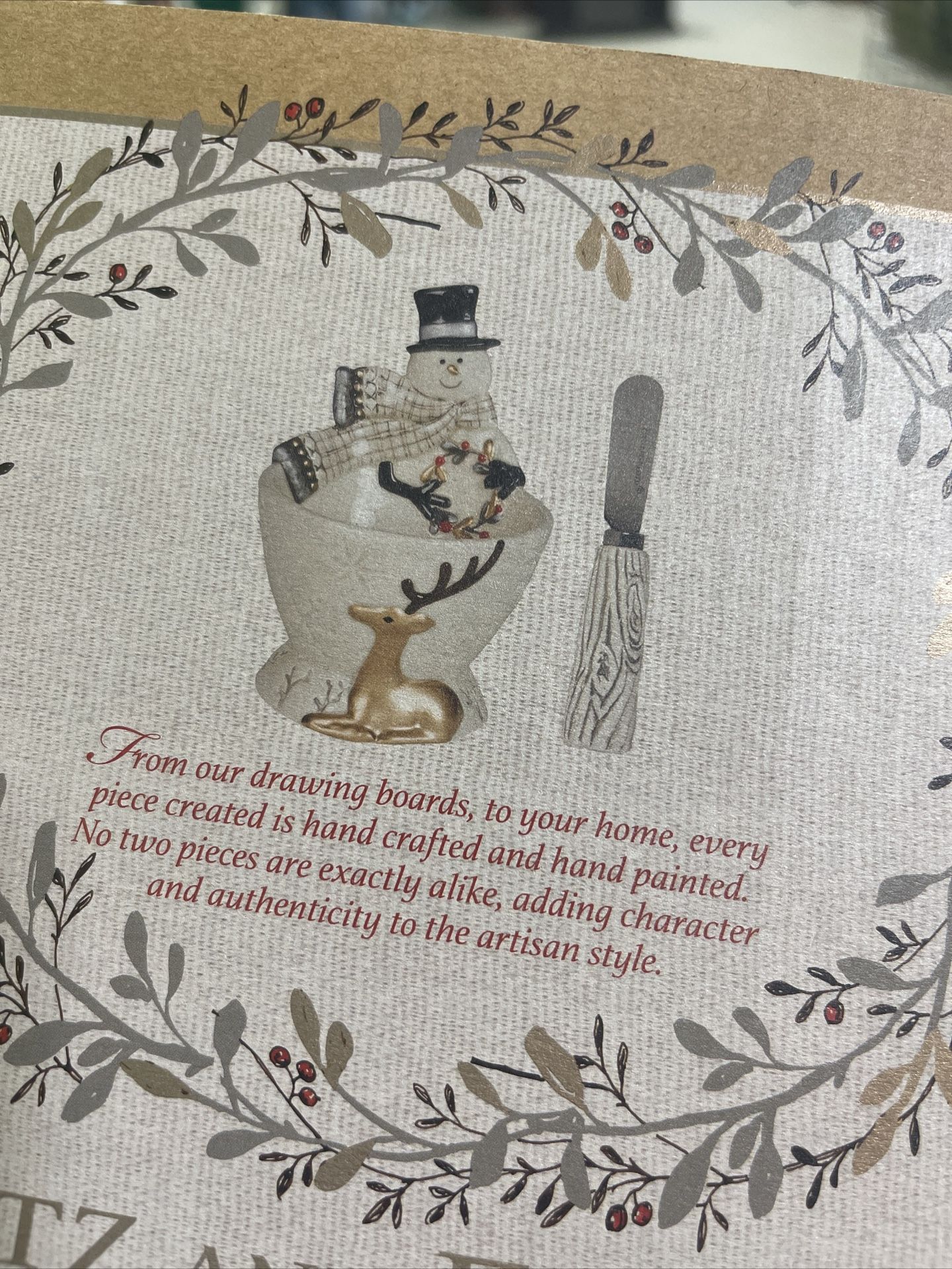 Fitz And Floyd Wintry Woods Snowman Footed Bowl With Spreader