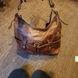 Dooney & Bourke Large Brown Zipper Tote Hand Bag