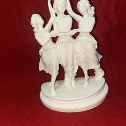 Vintage 6 Inch Alabaster Greek 3 Sisters Figurine Imported From Greece