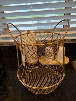 Gold basket for bread/fruit/towels!