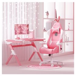 Pink & White AutoFull Gaming Chair 