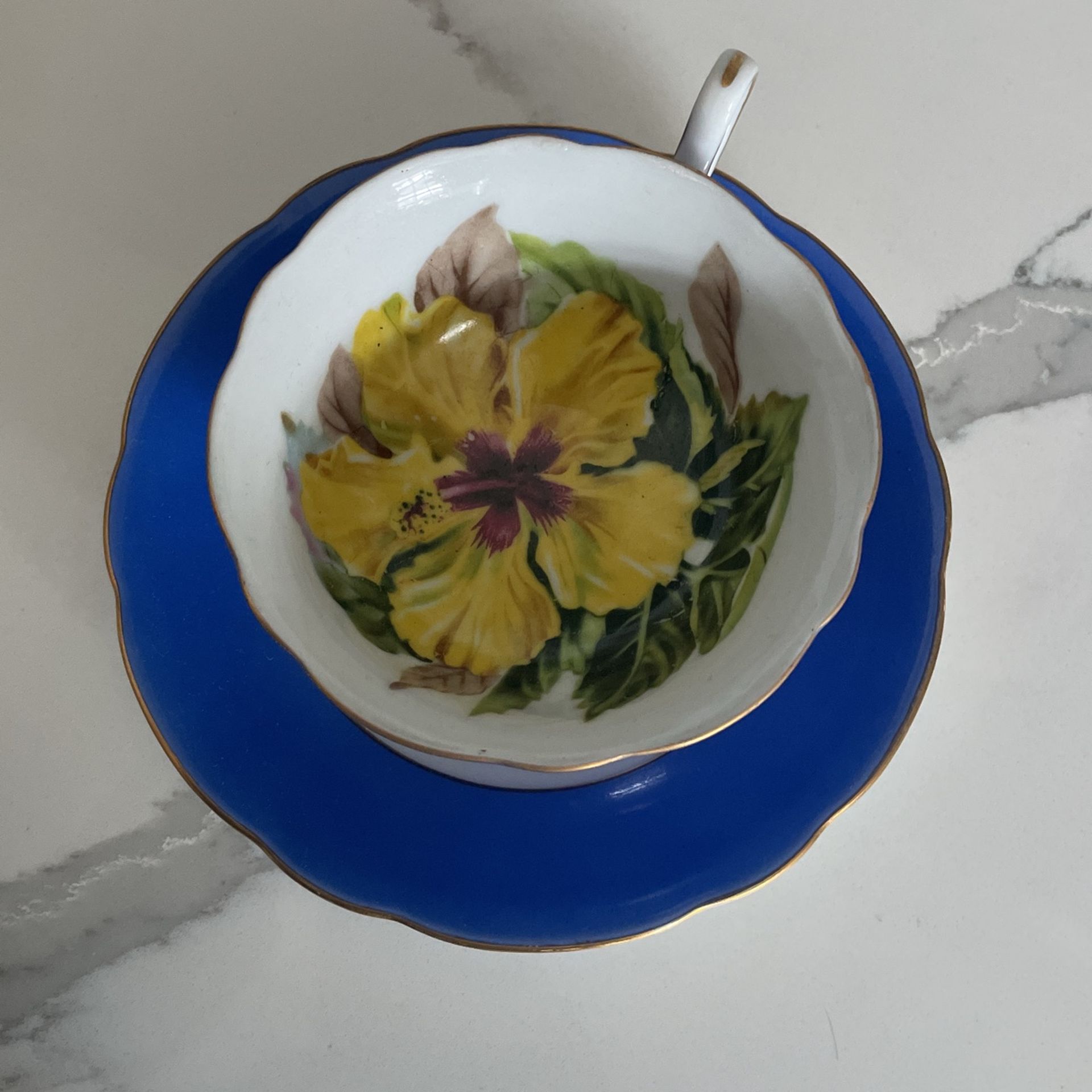 Antique Tea Cup From Occupied Japan With Hibiscus Design
