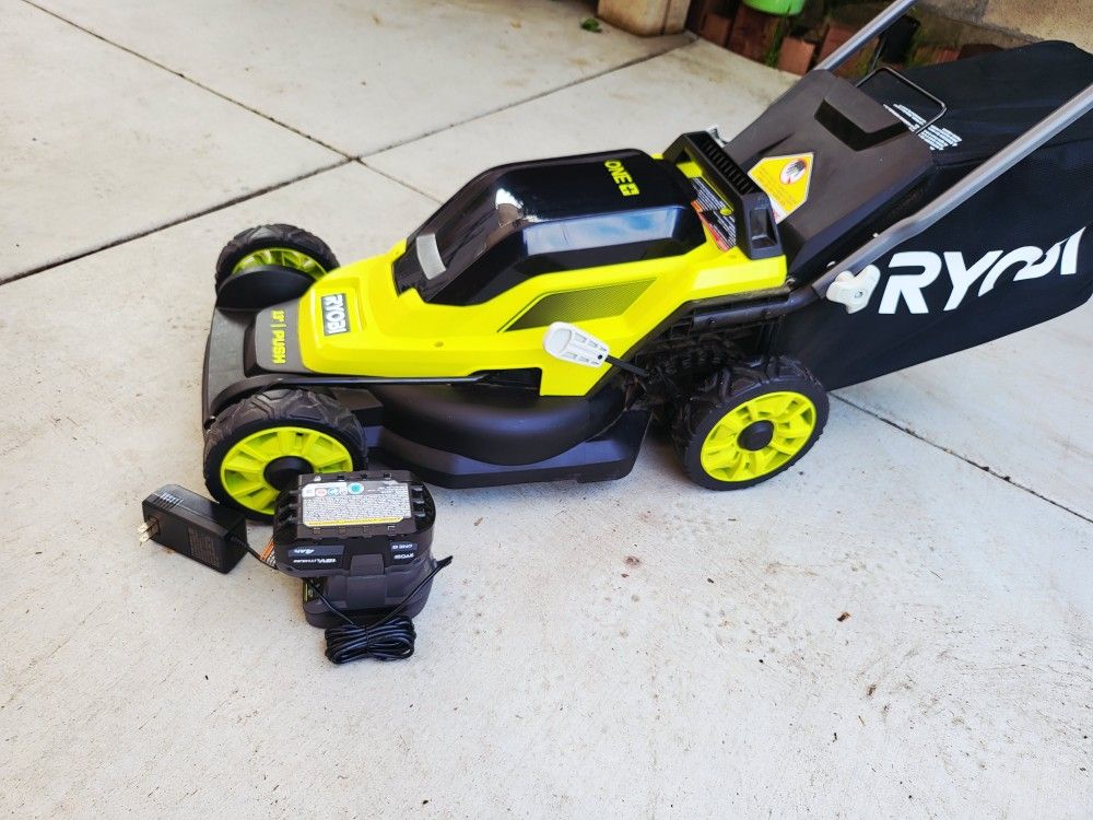 Ryobi ONE+ 18V 13 in. Cordless Battery Walk Behind Push Lawn Mower with 4.0 Ah Battery and Charger