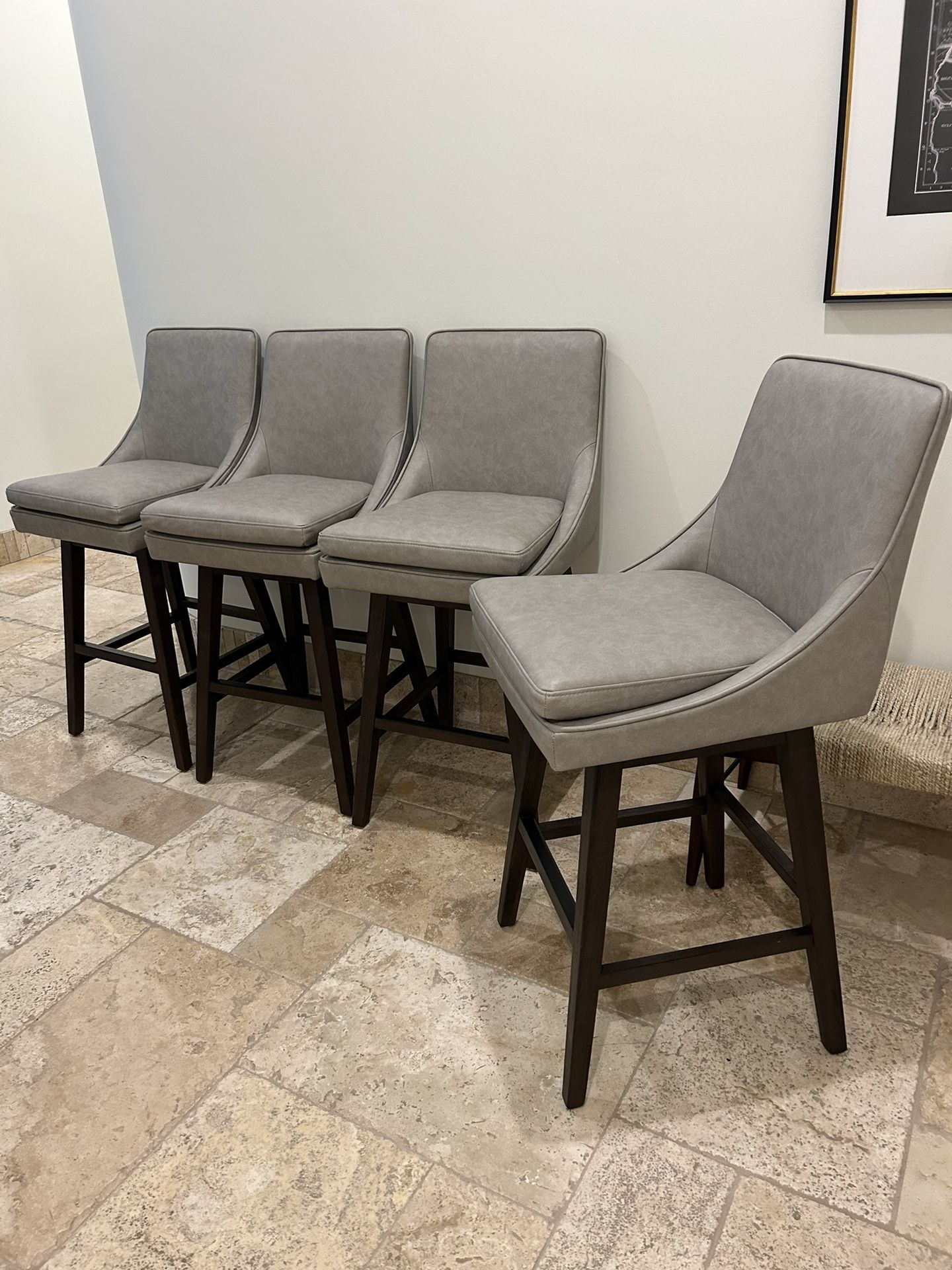 Arhaus Bar Stools Lunden Faux Leather - Swivel