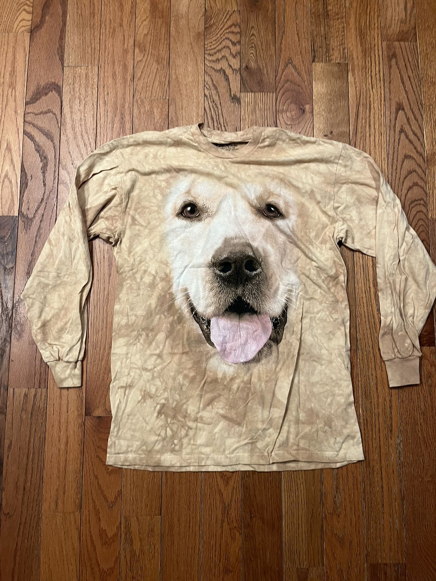 The Mountain Mens Large Brown Golden Retriever Dog Tie Dye Long Sleeve T-Shirt