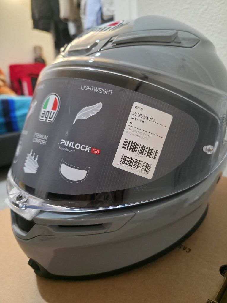 [New] AGV K6S Motorcycle Helmet (Gray, Medium)