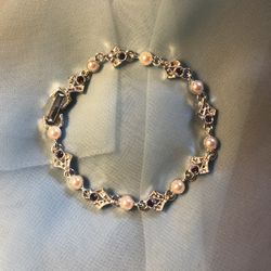 Napier Silver Pearl & Amethyst Tennis Bracelet 