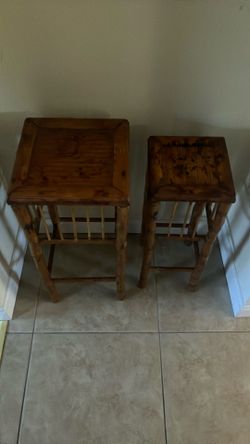 Tortoise Shell Bamboo Table/Plant Stands