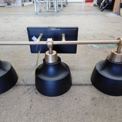 LaLuz Modern Black Gold 3-Light Bathroom Vanity L24.5″x W 7″x H 8″