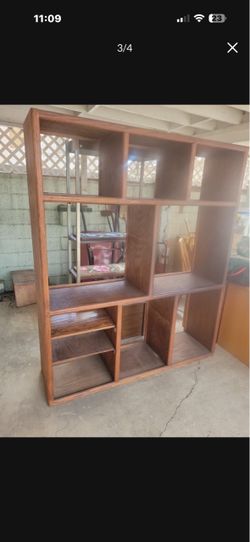 Large Solid Oak Living Room Shelving Unit